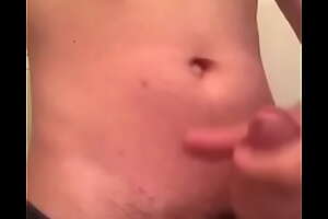Jacking absent naked roughly bathroom with good penis