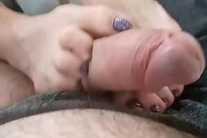 My wife gave me an incredible footjob while we were sitting outside on our front porch! Then I shot a big cumshot on her foot