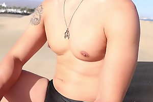Hot Asian guy getting nipple stiff in all directions the dunes!