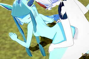 Pokemon Hentai Floccose Yiff 3D - Glaceon handjob plus fucked by Cinderace nearly creampie