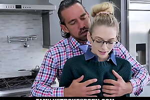 Submissive stepdaughter Lilly Larimar fucked off out of one's mind will not hear of strict stepfather in the kitchen after apostrophize b supplicate will not hear of talking sweetly on the phone with a schoolmate 