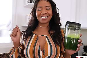 Ebony MILF fitness stepmom September Reign tasting stepsons big lifeless dick